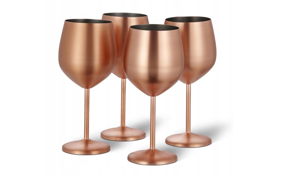 Zestaw 4 różowo złotych kieliszków do wina 500 ml Redfit