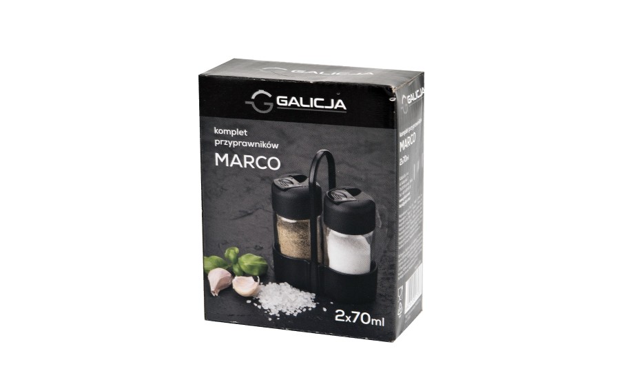 Komplet przyprawników Galicja MARCO 3 elementy 2x70 ml sól pieprz