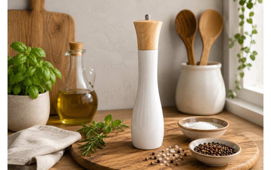 Młynek do soli i pieprzu Ambition Natural 29 cm ceramiczny biały
