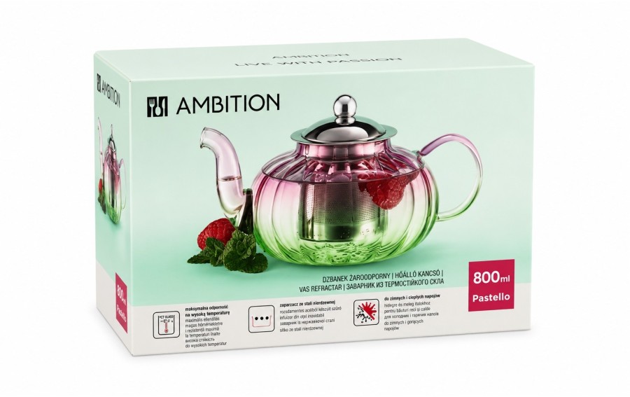 Dzbanek żaroodporny Ambition Pastello 800 ml z sitkiem
