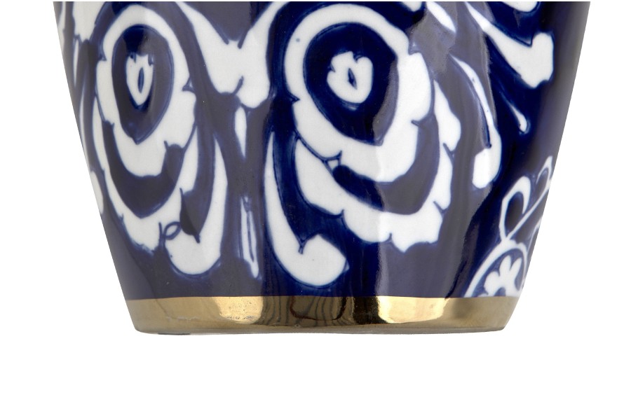 Wazon ceramiczny Art-Pol 27,5 cm granatowo-złoty | Wazon dekoracyjny