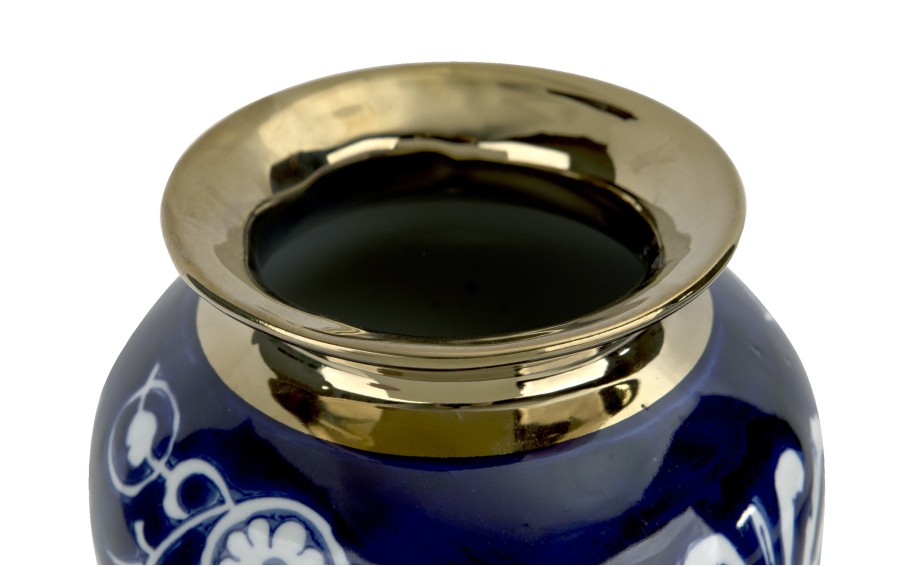 Wazon ceramiczny Art-Pol 27,5 cm granatowo-złoty | Wazon dekoracyjny