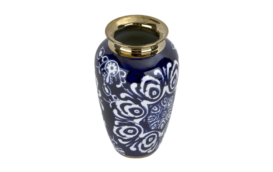 Wazon ceramiczny Art-Pol 27,5 cm granatowo-złoty | Wazon dekoracyjny