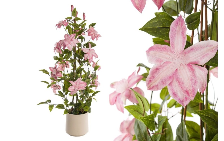 Sztuczny clematis różowy w doniczce 100 cm powojnik