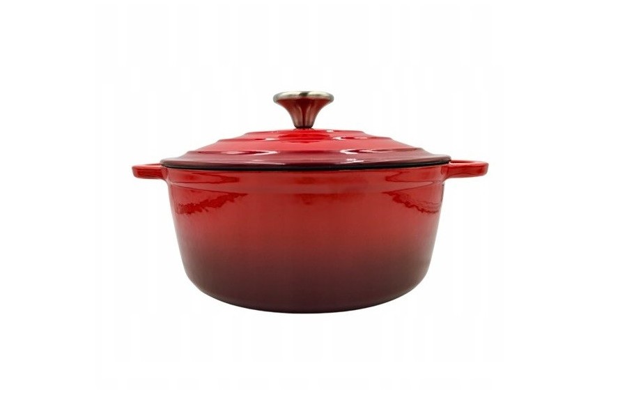 Garnek żeliwny emaliowany 5L 26 cm czerwony indukcja piekarnik elegancki garnek kuchenny