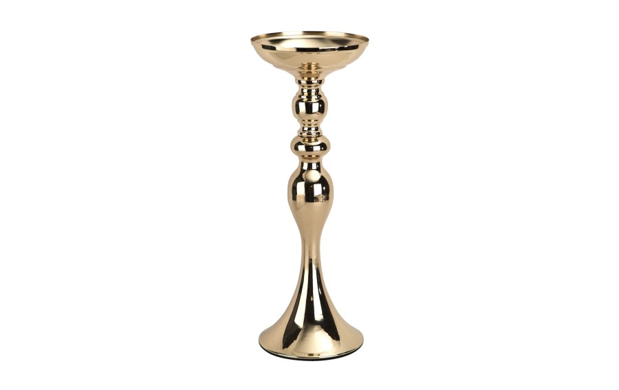 Świecznik metalowy 38 cm złoty
