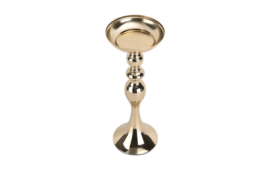 Świecznik metalowy 38 cm złoty