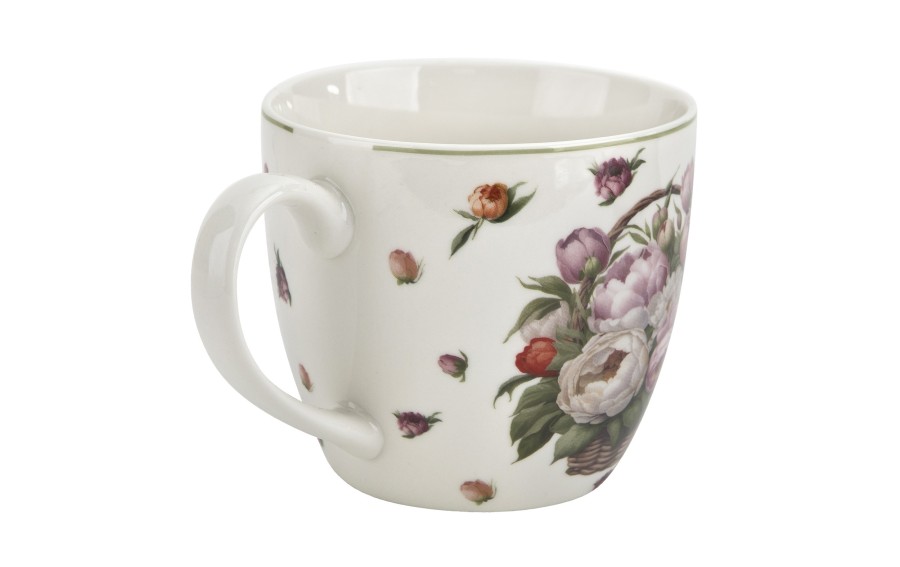 Kubek porcelanowy 460 ml kosz kwiatów Piwonie