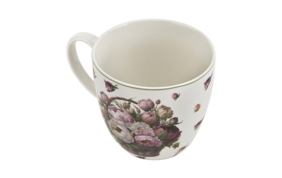 Kubek porcelanowy 460 ml kosz kwiatów Piwonie