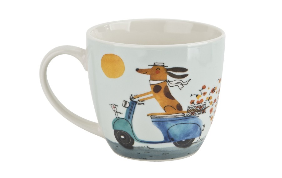 Kubek porcelanowy 460 ml Pies na skuterze