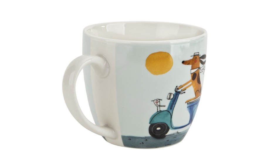 Kubek porcelanowy 460 ml Pies na skuterze