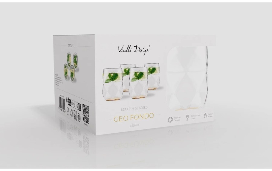 Zestaw 4 szklanek 450 ml GEO FONDO YELLOW Vialli Design