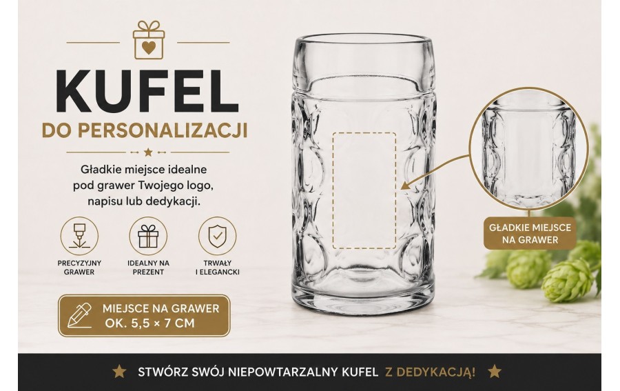 Kufel szklany do piwa 0,5L  grube szkło