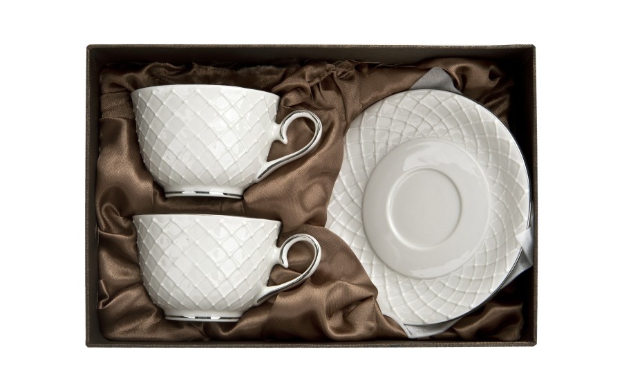 Veroni AMBER Silver 2+2 filiżanki 280 ml 745045