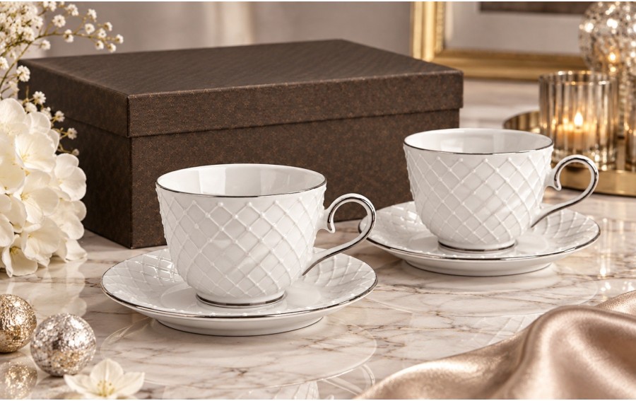 Veroni AMBER Silver 2+2 filiżanki 280 ml 745045