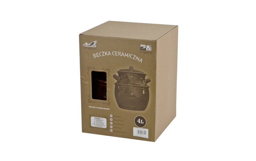 Beczka ceramiczna do kiszenia 4 l Chomik brązowa