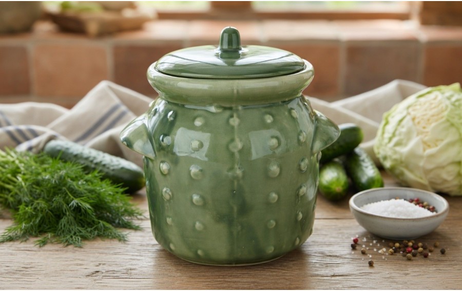 Garnek ceramiczny do kiszenia 2,5 L zielony Chomik