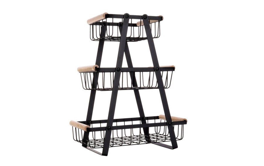 Koszyk na owoce Vilde 3-poziomowy czarny 34,5 cm