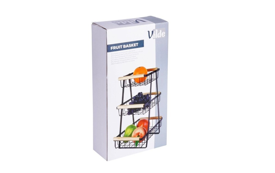 Koszyk na owoce Vilde 3-poziomowy czarny 34,5 cm