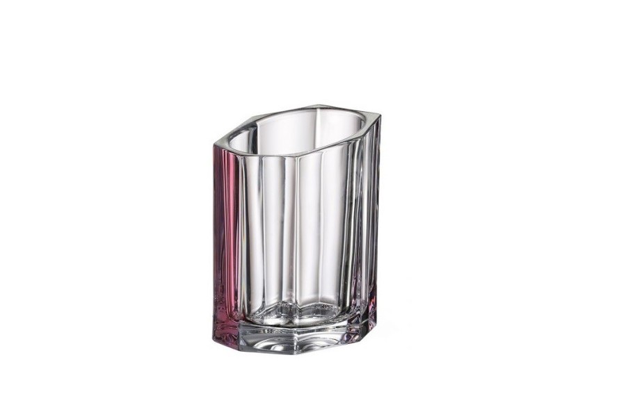 Wazon Bohemia Bazalt Pink Line 20 cm kryształowy