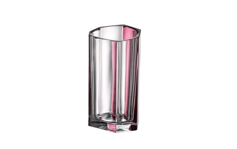 Wazon Bohemia Bazalt Pink Line 25 cm kryształowy
