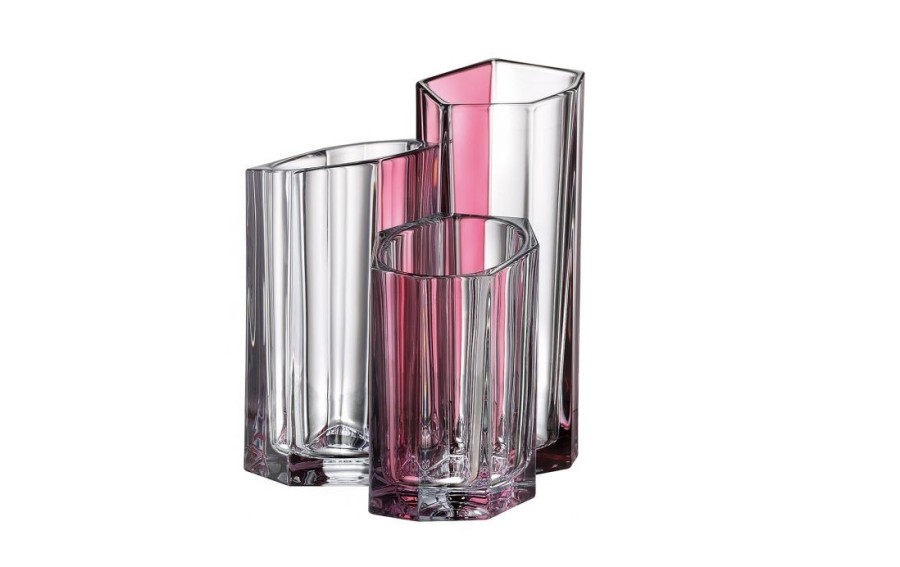 Wazon Bohemia Bazalt Pink Bottom 30 cm kryształowy