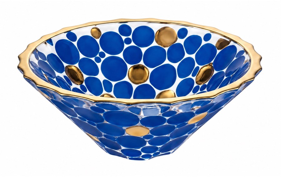 Bohemia Lisboa Gold Blue misa kryształowa 30 cm