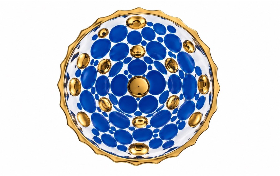 Bohemia Lisboa Gold Blue misa kryształowa 30 cm
