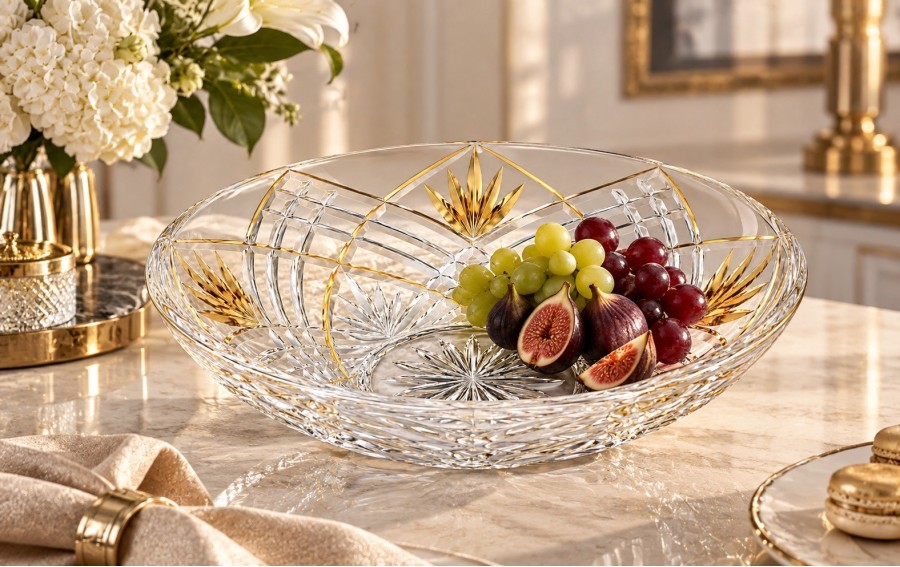 Misa kryształowa Melodia Gold Fan 30 cm Prestige