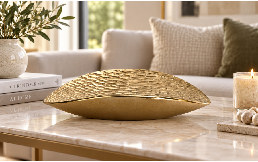 Patera metalowa złota 32/30/8 cm IB0152