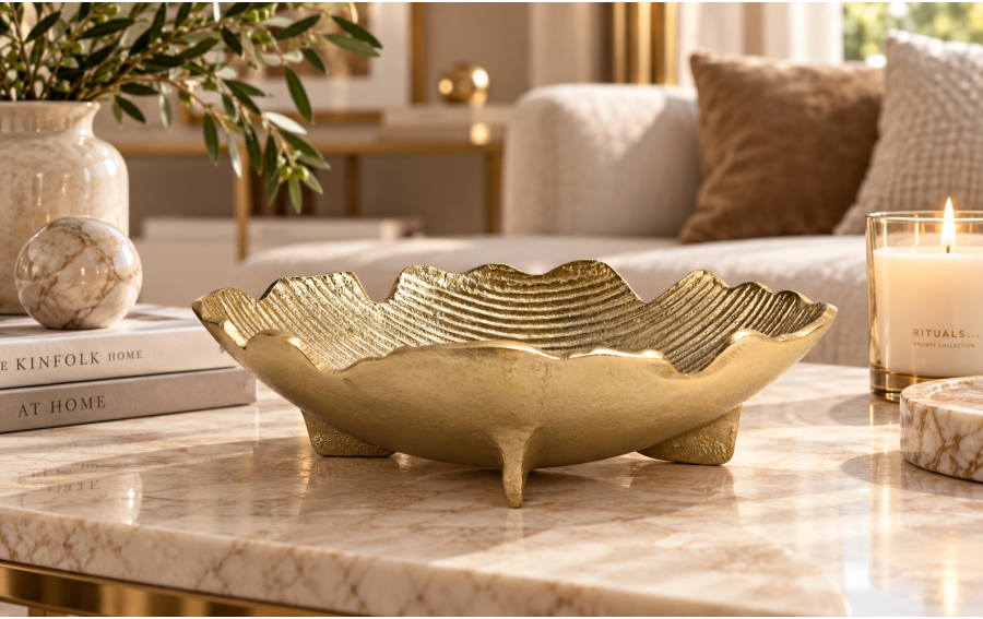Patera metalowa złota 27/18/7 cm IB0147