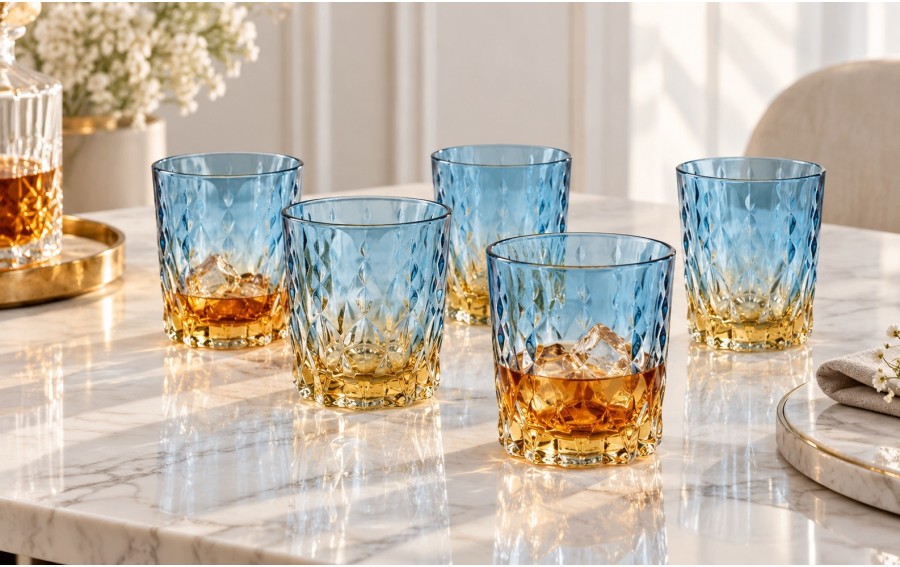 Szklanki Bohemia Conte Blue Amber 340 ml 6 szt.