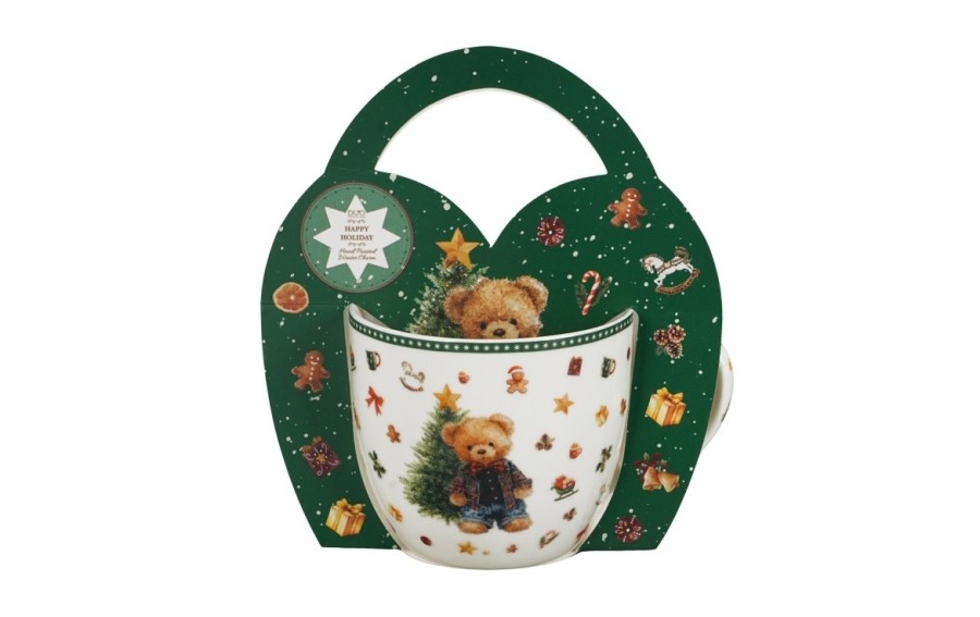Kubek świąteczny TEDDY NOEL 460 ml w koszyczku