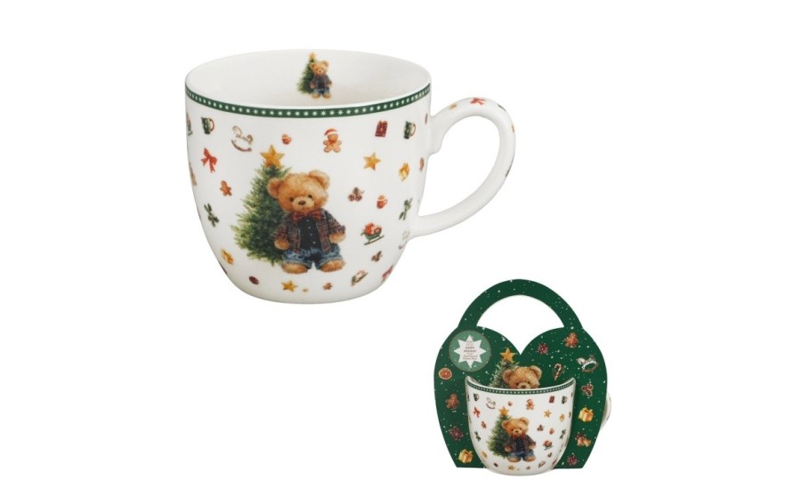Kubek świąteczny TEDDY NOEL 460 ml w koszyczku