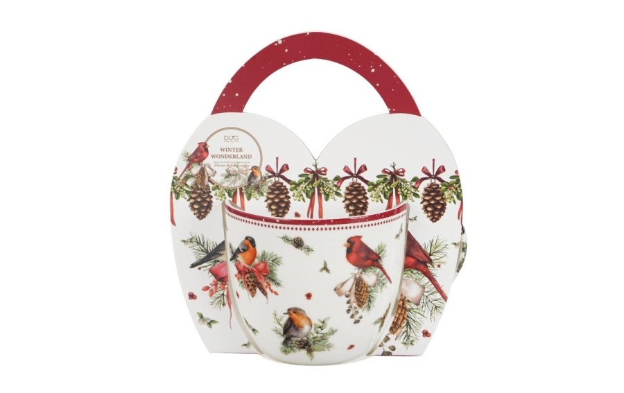 Kubek BIRDS OF WINTER 460 ml w koszyczku