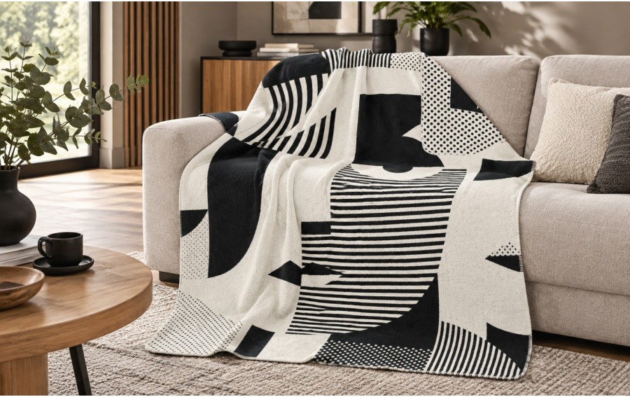 Koc Ibena Riga 1331-800 150x200 cm czarno-biały