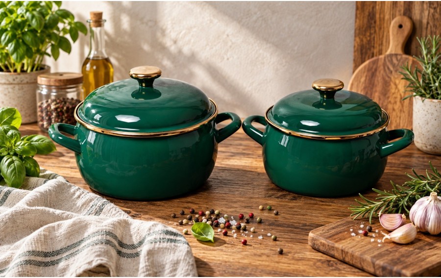 Garnek Dark Green 16 cm 2,2 l emaliowany