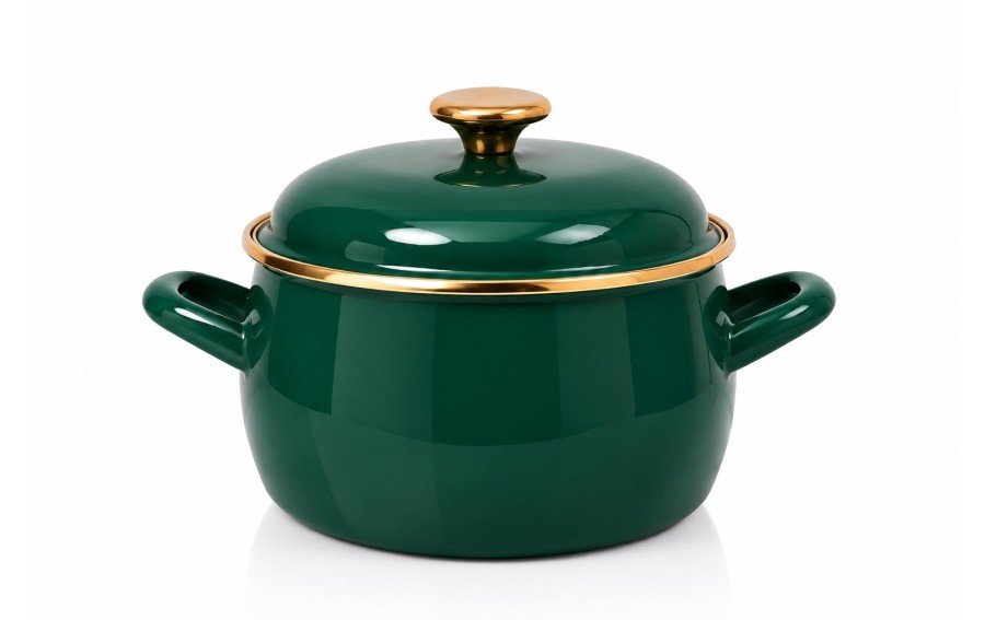 Garnek Dark Green 16 cm 2,2 l emaliowany