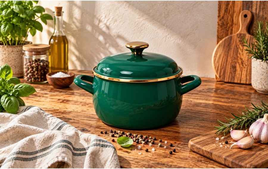 Garnek Dark Green 20 cm 4,2 l emaliowany