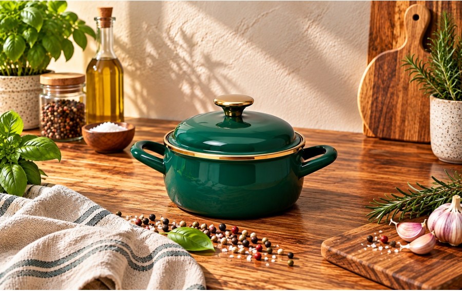 Garnek niski METALAC Dark Green 16 cm 1,5 L