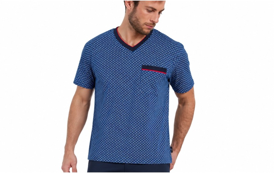 Piżama męska rozm. M Manhattan Blue dwuczęściowa krótka