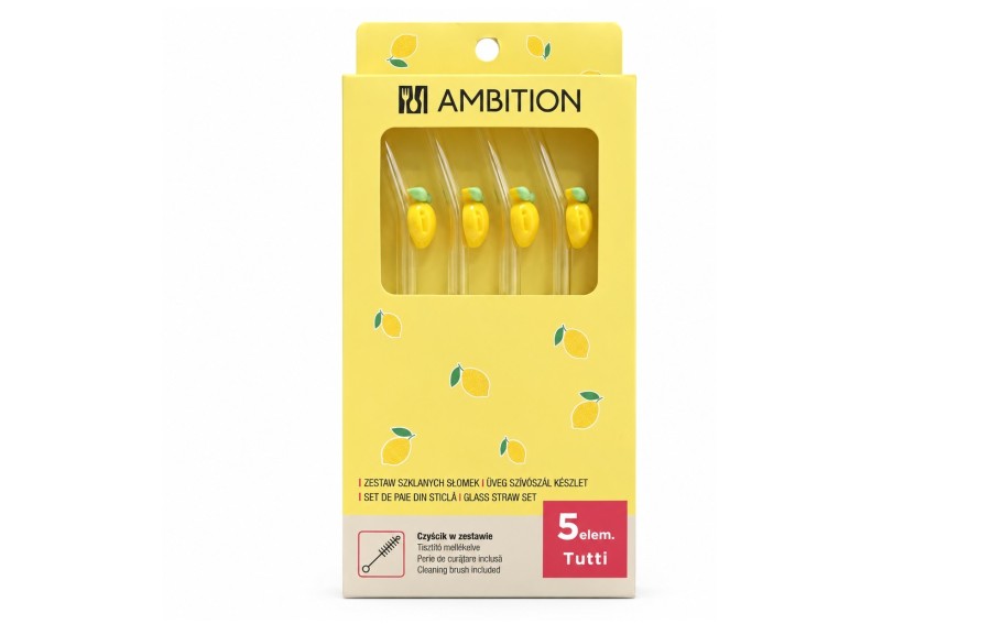 Zestaw 4 szklanych rurek + czyścik Tutti Lemon AMBITION