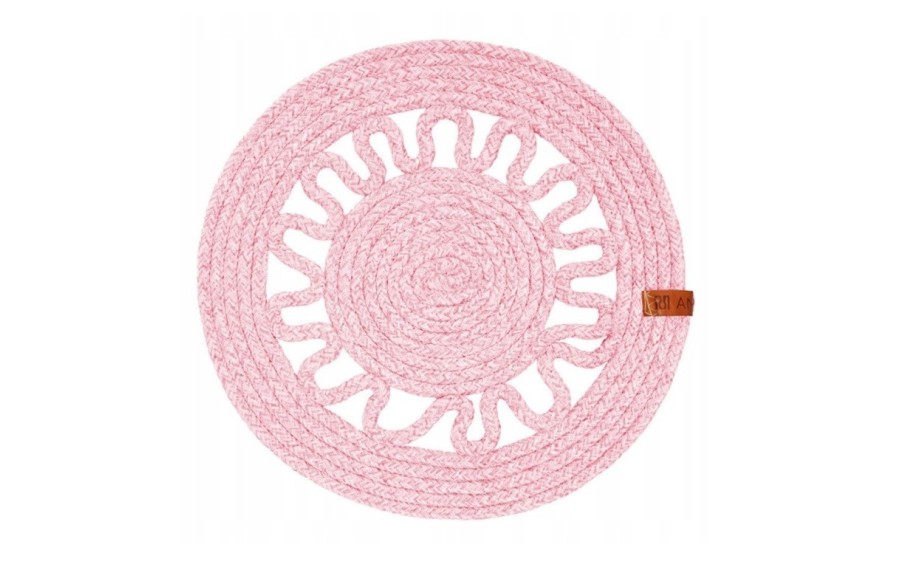 Mata stołowa 35 cm Boho sznurek różowa