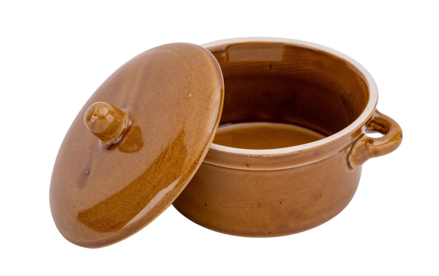 Garnek ceramiczny z pokrywką 0,5 L miodowy