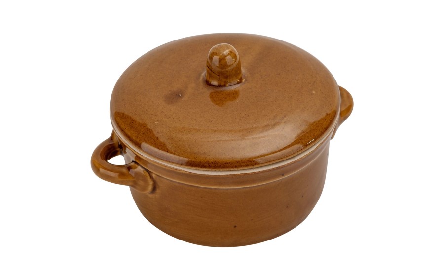 Garnek ceramiczny z pokrywką 0,5 L miodowy