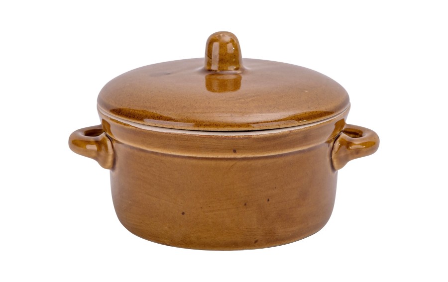 Garnek ceramiczny z pokrywką 0,5 L miodowy