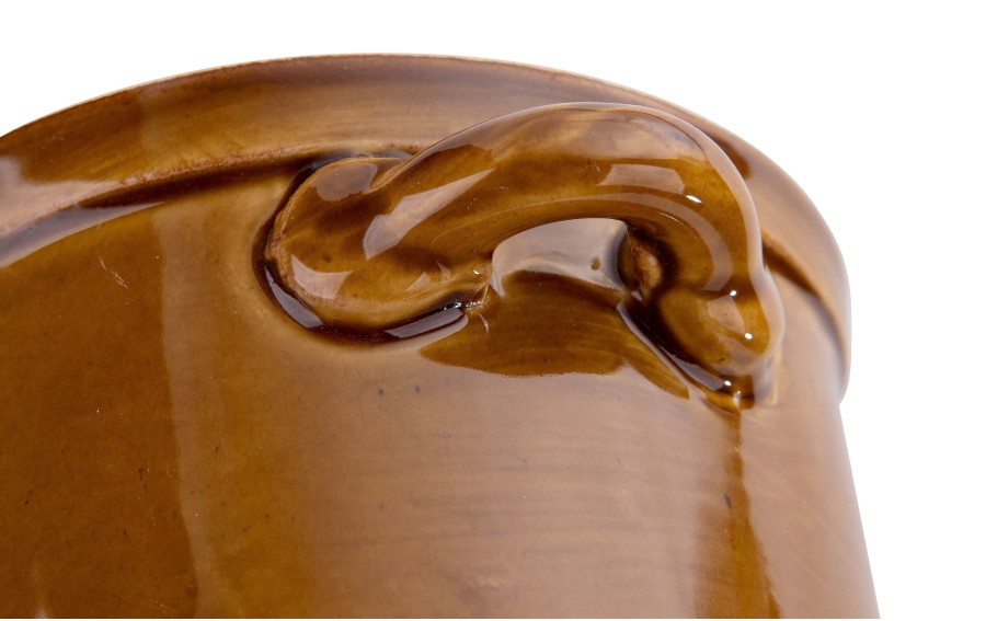 Garnek ceramiczny z pokrywką 1 L miodowy