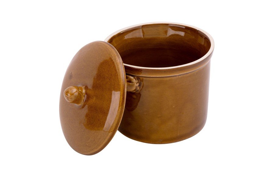 Garnek ceramiczny z pokrywką 1 L miodowy