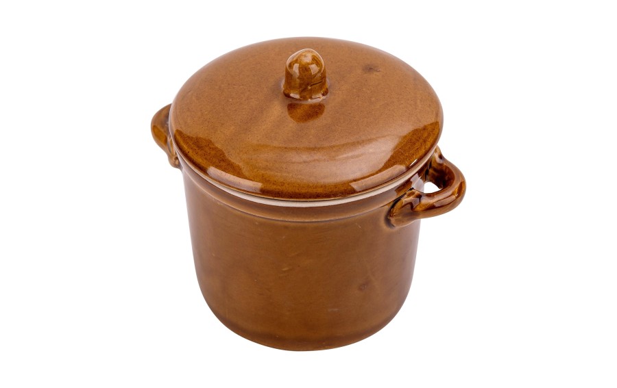 Garnek ceramiczny z pokrywką 1 L miodowy