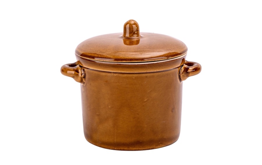 Garnek ceramiczny z pokrywką 1 L miodowy